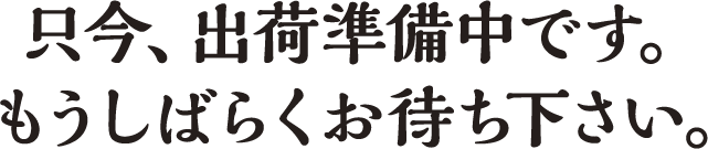只今、出荷準備中です。もうしばらくお待ちください。